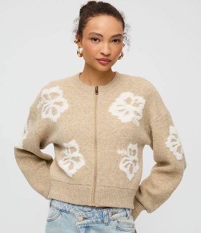 Cardigan con Cremallera Delantera y Estampa de Flores 3