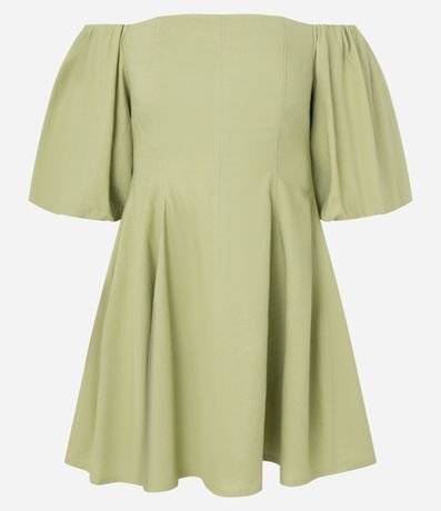 Vestido Corto con Manga Abullonada y Hombro a Hombro 6