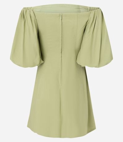 Vestido Corto con Manga Abullonada y Hombro a Hombro 7