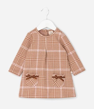 Vestido Infantil Manga Larga de Cuadros con Media-Pantalón – Talle 0 a 18 Meses 2