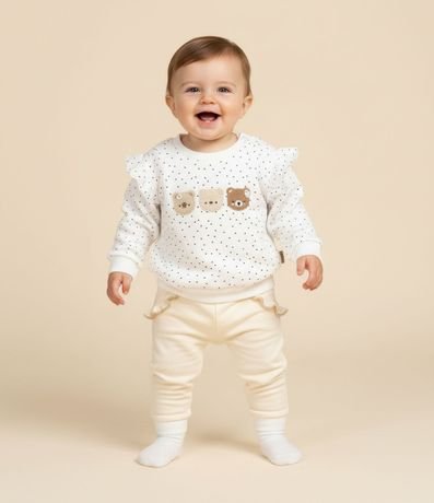 Saco Infantil en Chenille con Bordados de Osos – Talle 0 a 18 Meses