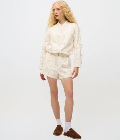 Campera Bomber en Sarga con Laise Floral 2