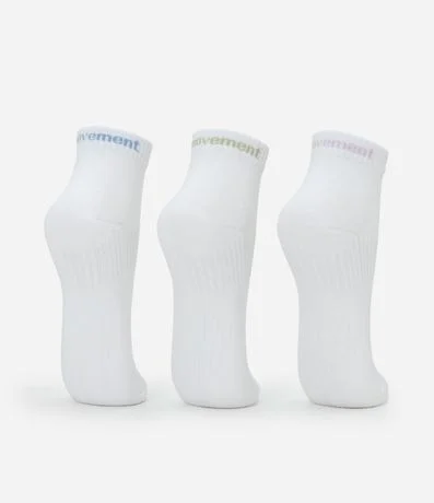 Kit 03 Pares de Medias Caña Corta en Poliamida con Lettering Movement 3