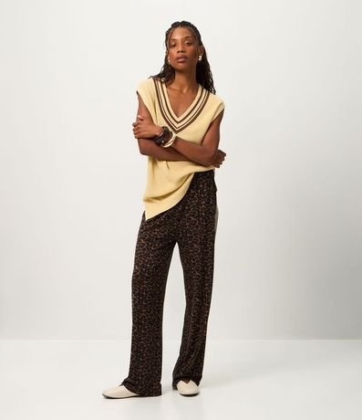 Pantalón Wide en Modal con Frisos Laterales