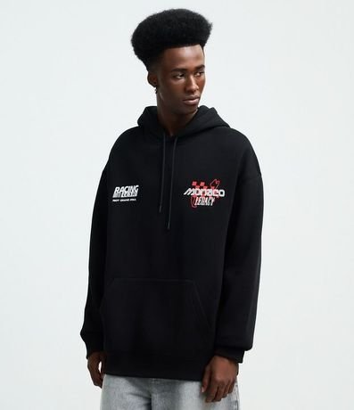 Buso Relaxed en Algodón con Felpa y Estampado de Carros de Carreras