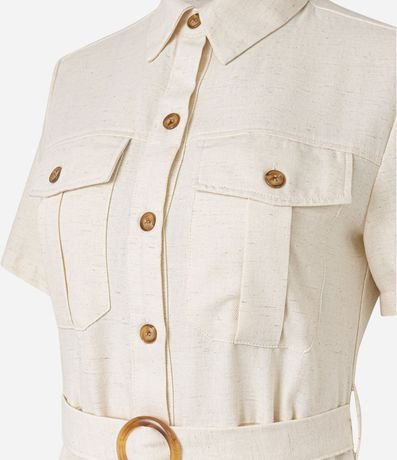 Vestido Midi Manga Corta en Sarga con Bolsos Utilitários 6