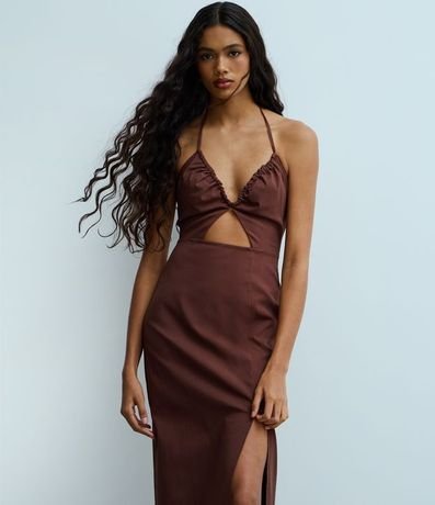 Vestido Midi con Escote V y Busto Fruncido 2