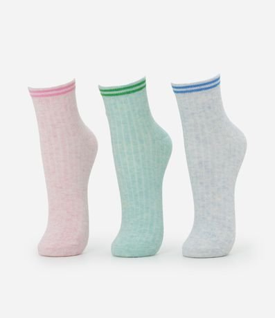 Kit 03 Medias Caña Corta con Rayas y Estampado de la Chicas Superpoderosas 2