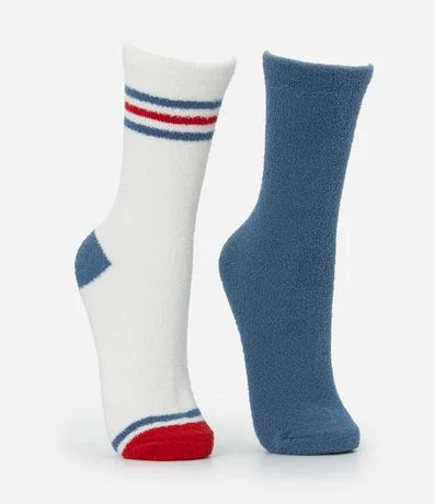 Kit 02 Medias Caña Larga en Chenille con Rayas 2