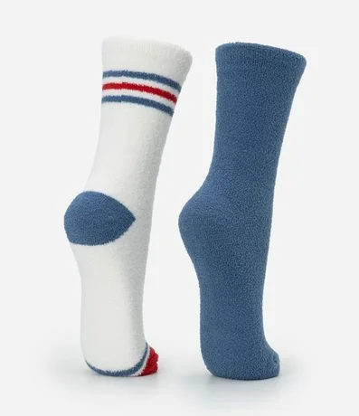 Kit 02 Medias Caña Larga en Chenille con Rayas 3