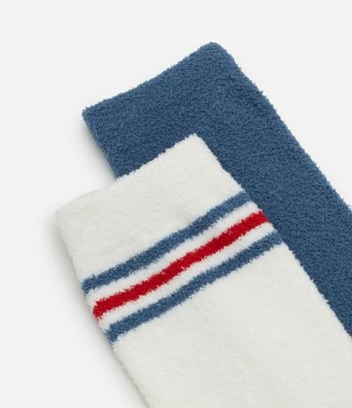Kit 02 Medias Caña Larga en Chenille con Rayas 4