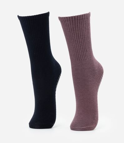 Kit 02 Medias Deportivas en Algodón con Antideslizante