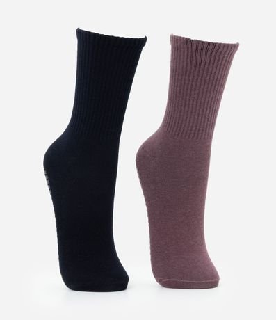 Kit 02 Medias Deportivas en Algodón con Antideslizante 2