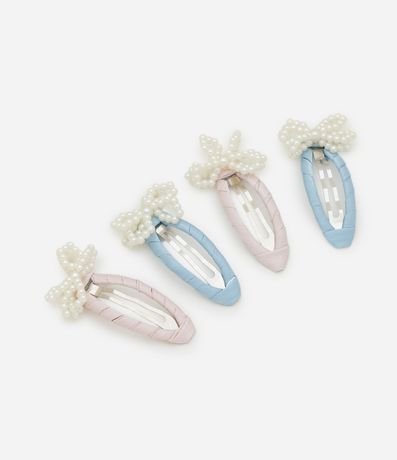 Kit 04 Pinzas para el Pelo Infantiles Lacitos de Perlas - Talle U