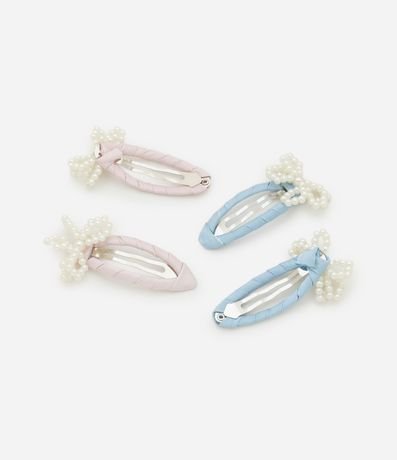 Kit 04 Pinzas para el Pelo Infantiles Lacitos de Perlas - Talle U 2
