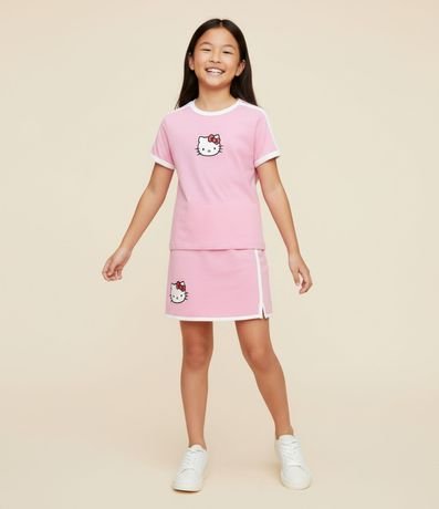 Short pollera Infantil en Algodón con Estampado Hello Kitty – Talle 5 a 14 años
