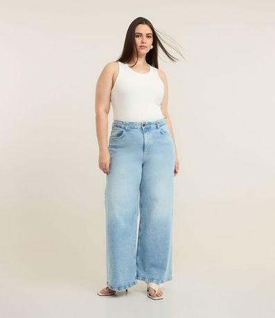Pantalón Wide Leg en Jeans con Elastano Curve & Plus Size