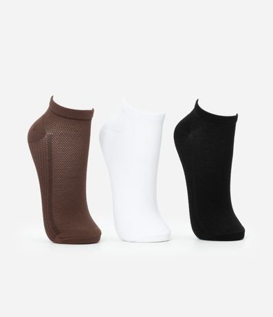 Kit 03 Medias Deportivas Caña Corta en Poliamida con Superfície Aireada 2
