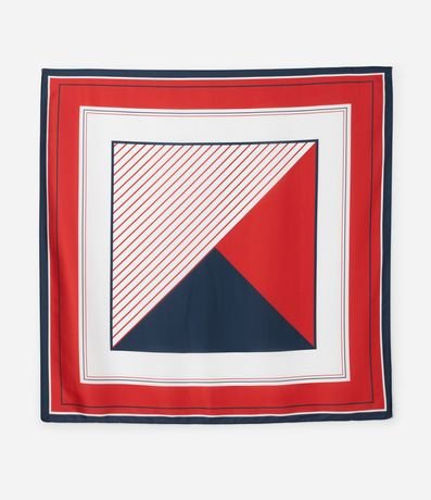 Pañuelo Satinado Estampado con Rayas Navy