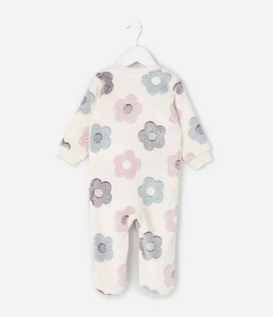 Mono Infantil en Fleece con Estampa de Flores - Talle RN a 18 Meses 3