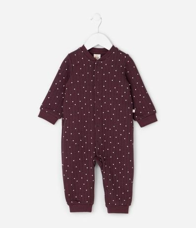 Mono Infantil en Capitoneada con Estampa de Lunares Corazones – Talle RN a 24 Meses