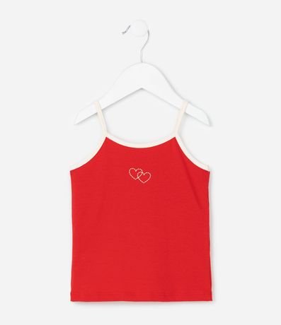 Musculosa Infantil en Cotton con Estampa de Corazón - Talle 1 a 6 años