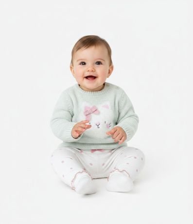Sueter Infantil en Chenille con Jacquard de Gatito – Talle 0 a 18 Meses 1