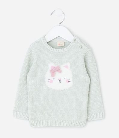 Sueter Infantil en Chenille con Jacquard de Gatito – Talle 0 a 18 Meses 1