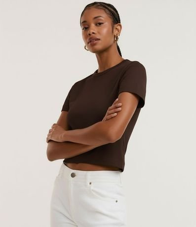 Blusa Cropped en Algodón Interlock