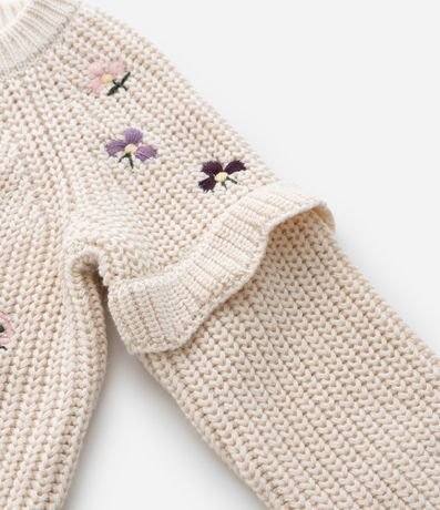 Cardigan Infantil en Efecto Punto con Bordado Floral – Talle 0 a 18 Meses 6