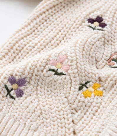 Cardigan Infantil en Efecto Punto con Bordado Floral – Talle 0 a 18 Meses 7