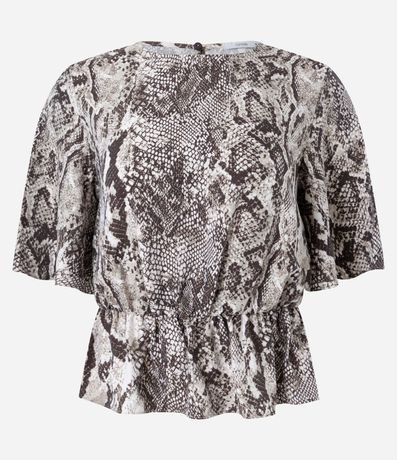 Blusa en Crepé con Cintura Fruncida y Estampa Serpiente 5