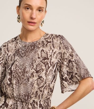 Blusa en Crepé con Cintura Fruncida y Estampa Serpiente 4