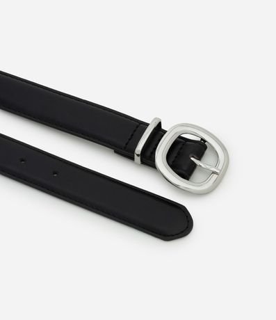 Cinturón Mediano con Hebilla Redondeada Bold y Trabilla Plata 2