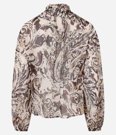 Bata Chiffon con Lazo en el cuello y Estampado Paisley 3