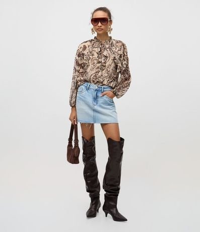 Bata Chiffon con Lazo en el cuello y Estampado Paisley 2