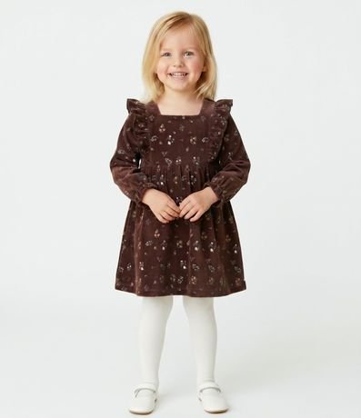 Vestido Infantil Floral con Volados y Media Can Can – Talle 1 a 5/6 años