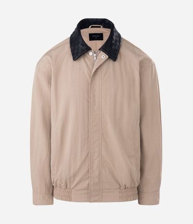 Campera Oversized en Sarga con Cuello en PU Tressê 4