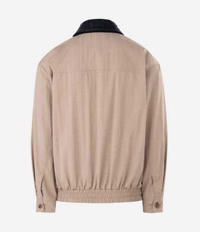 Campera Oversized en Sarga con Cuello en PU Tressê 5