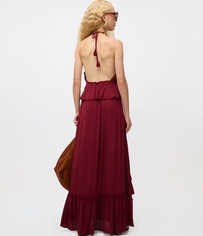 Vestido Largo con Volados y Escote en V en Viscosa 4