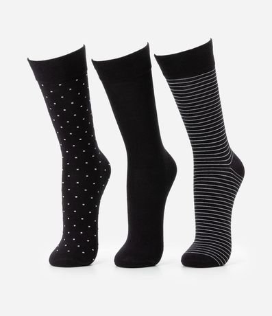 Kit 03 Media Caña Larga en Algodón con Estampa Variada