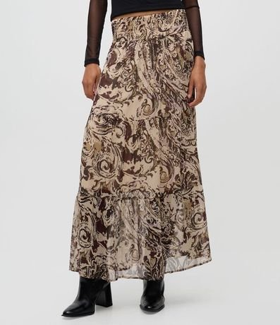 Falda Larga Evasé en Chiffon con Estampa Paisley 2