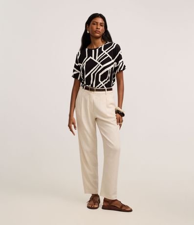 Blusa en Viscolycra con Cuello Redondo y Estampado Geométrico 2