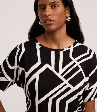 Blusa en Viscolycra con Cuello Redondo y Estampado Geométrico 3
