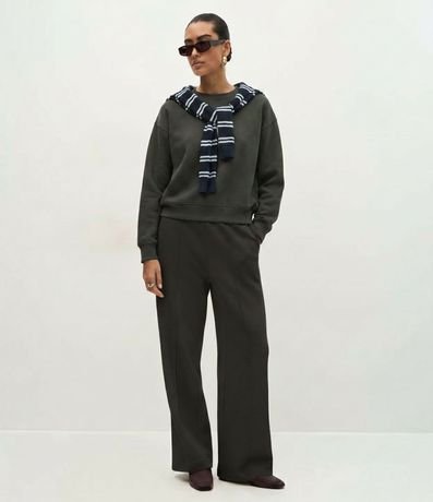 Pantalón Wide Legg en Algodón con Friso