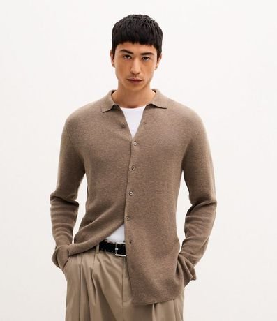 Camisa Masculina en Denim de Algodón con Textura