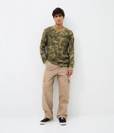 Remera Regular en Waffle Manga Larga Camuflada con Lettering Natural Balance 2
