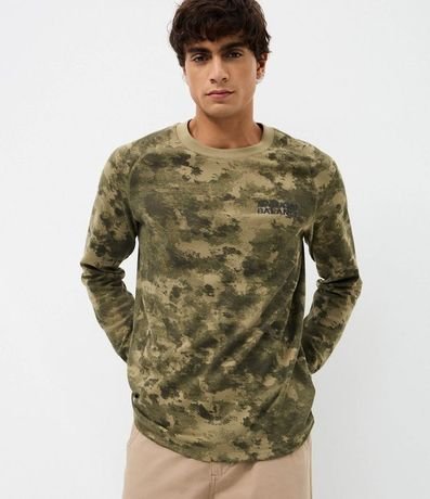 Remera Regular en Waffle Manga Larga Camuflada con Lettering Natural Balance 3