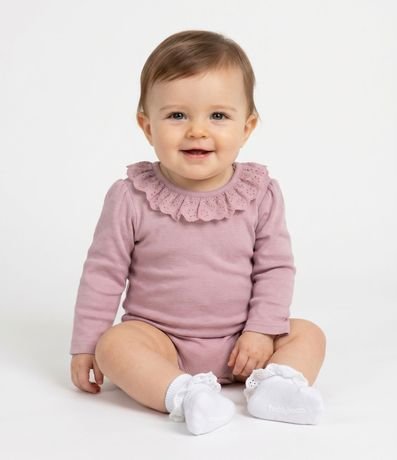 Body Infantil con Volado Broderie – Talle 0 a 18 Meses