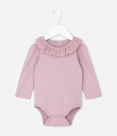 Body Infantil con Volado Broderie – Talle 0 a 18 Meses